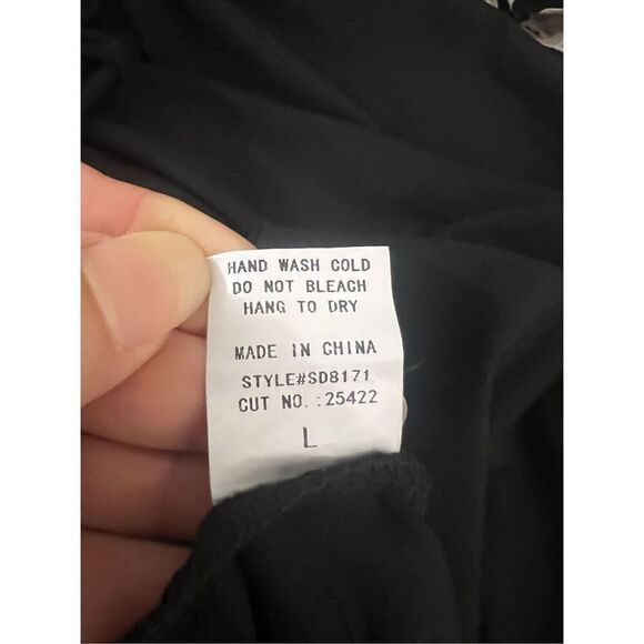 Siren Lily 2 Piece Tank Dress & Cardigan Size L Black Floral Long Bell-Sleeve - Picture 9 of 12